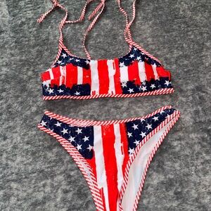 Sheike Red, White, and Blue Striped Bikini